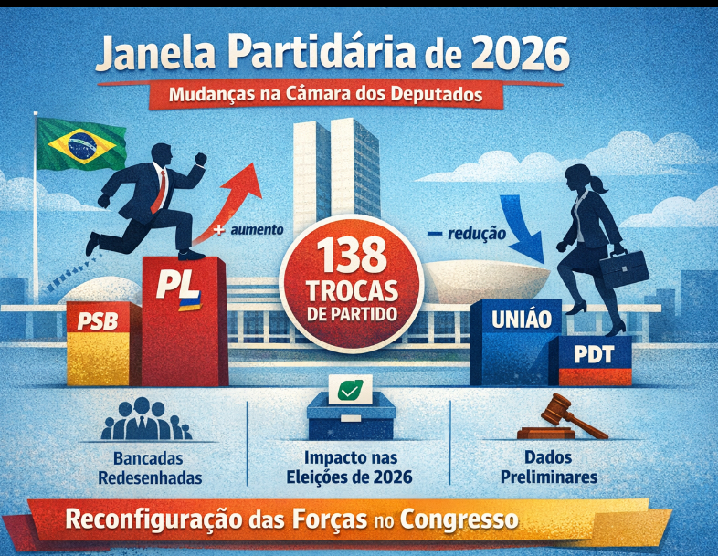 Janela partidária de 2026 movimenta Câmara e redesenha forças políticas no Congresso